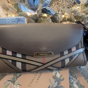 Burberry Bag Bridle Abbott House Check Leather Clutch Purse